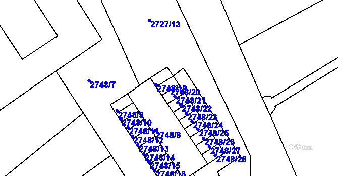 Parcela st. 2748/20 v KÚ Židlochovice, Katastrální mapa
