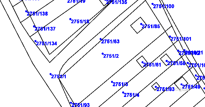 Parcela st. 2751/2 v KÚ Židlochovice, Katastrální mapa