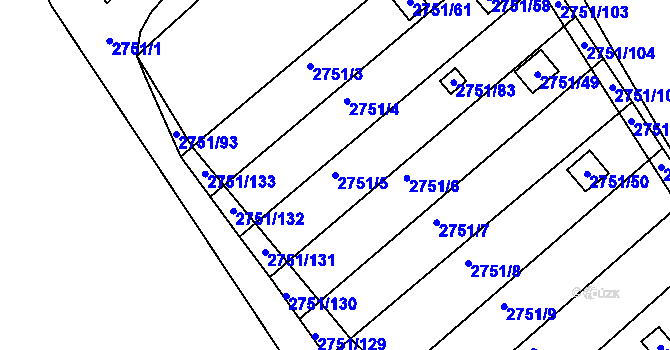 Parcela st. 2751/5 v KÚ Židlochovice, Katastrální mapa