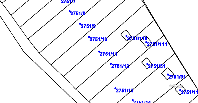 Parcela st. 2751/11 v KÚ Židlochovice, Katastrální mapa