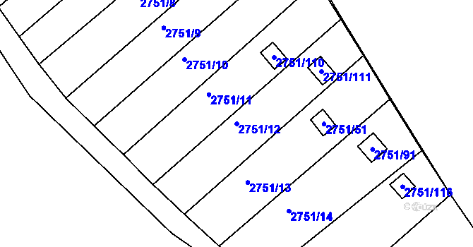Parcela st. 2751/12 v KÚ Židlochovice, Katastrální mapa