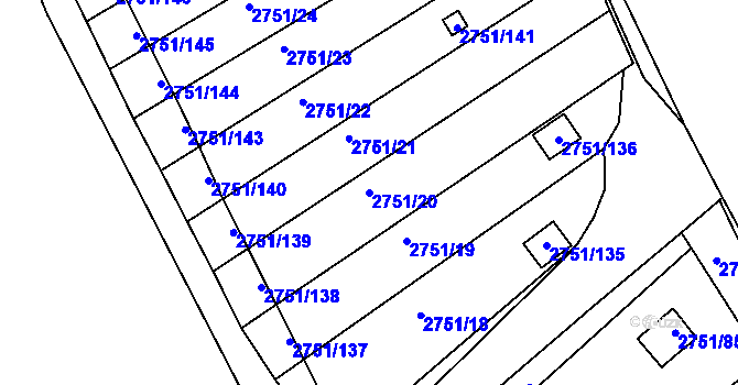 Parcela st. 2751/20 v KÚ Židlochovice, Katastrální mapa