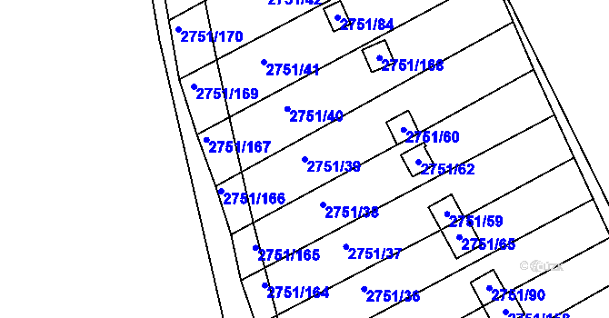 Parcela st. 2751/39 v KÚ Židlochovice, Katastrální mapa