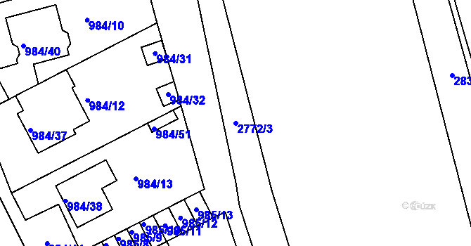 Parcela st. 2772/3 v KÚ Židlochovice, Katastrální mapa