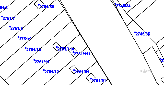 Parcela st. 2751/112 v KÚ Židlochovice, Katastrální mapa