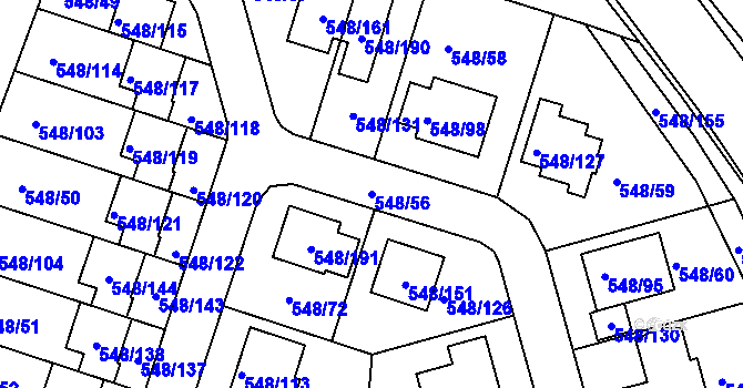 Parcela st. 548/56 v KÚ Židlochovice, Katastrální mapa