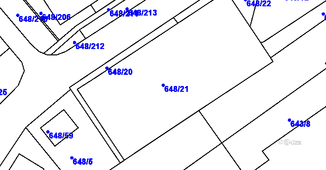 Parcela st. 648/21 v KÚ Židlochovice, Katastrální mapa