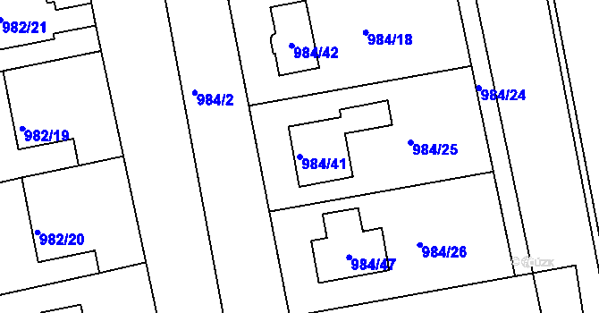 Parcela st. 984/41 v KÚ Židlochovice, Katastrální mapa