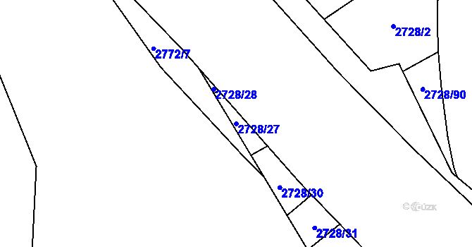 Parcela st. 2728/27 v KÚ Židlochovice, Katastrální mapa
