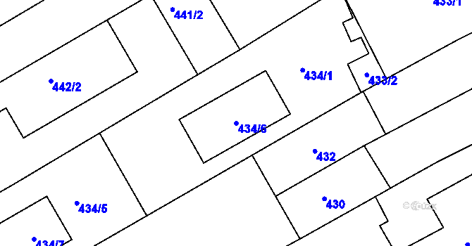 Parcela st. 434/6 v KÚ Židlochovice, Katastrální mapa