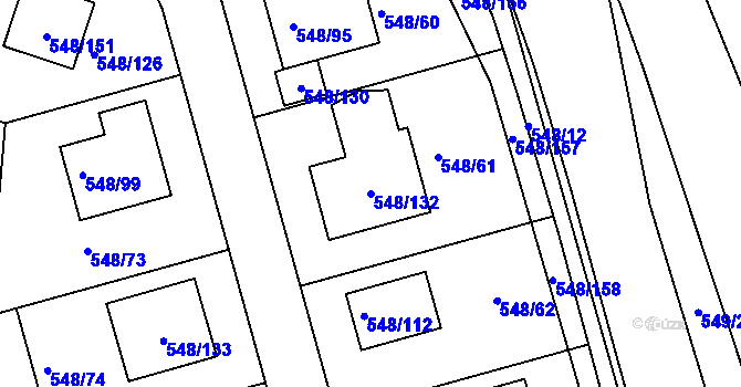 Parcela st. 548/132 v KÚ Židlochovice, Katastrální mapa