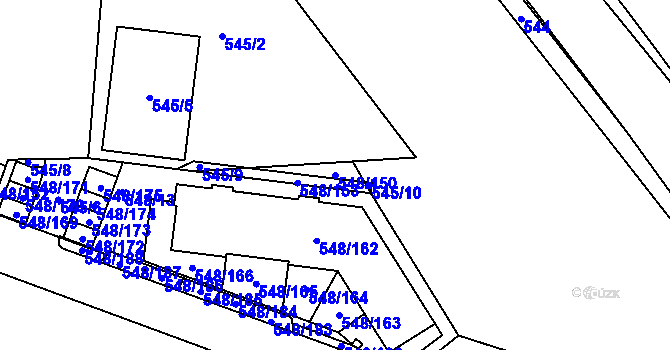 Parcela st. 548/150 v KÚ Židlochovice, Katastrální mapa