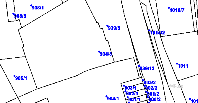 Parcela st. 904/3 v KÚ Židlochovice, Katastrální mapa