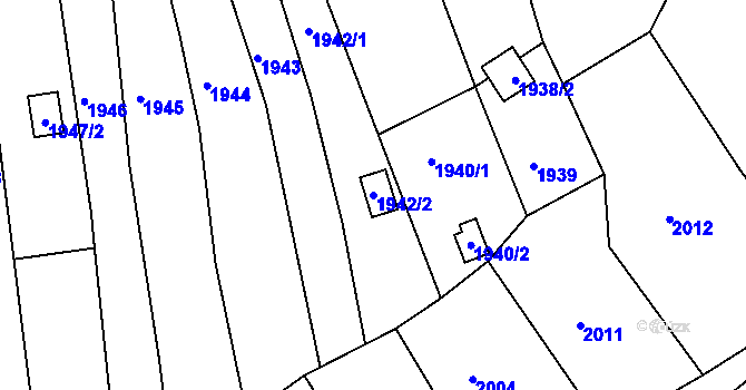 Parcela st. 1942/2 v KÚ Židlochovice, Katastrální mapa