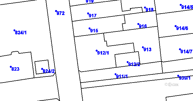 Parcela st. 912/1 v KÚ Židlochovice, Katastrální mapa