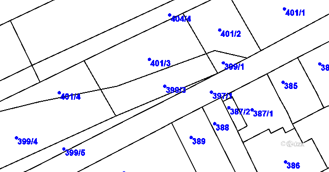 Parcela st. 399/3 v KÚ Židlochovice, Katastrální mapa