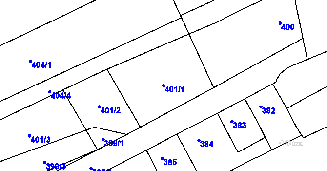Parcela st. 401/1 v KÚ Židlochovice, Katastrální mapa