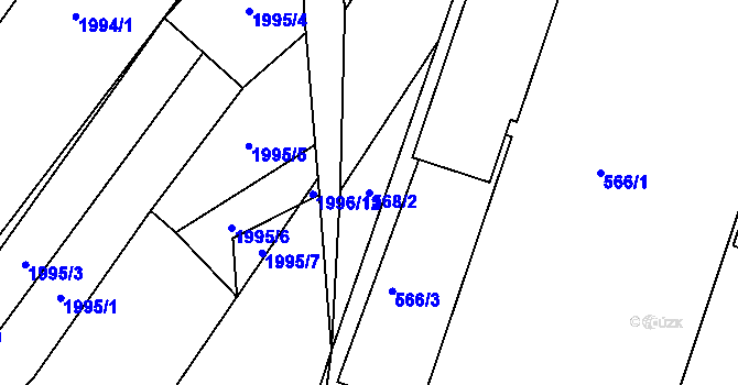 Parcela st. 568/2 v KÚ Židlochovice, Katastrální mapa