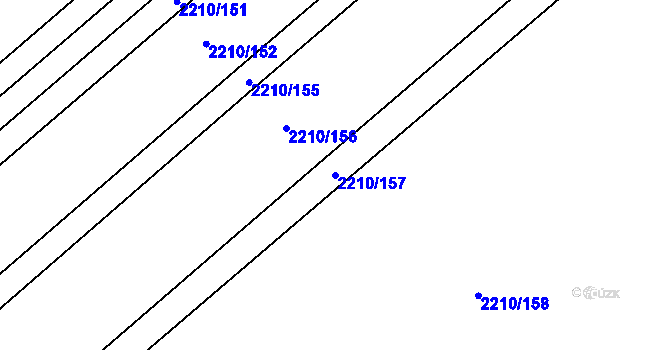 Parcela st. 2210/157 v KÚ Židlochovice, Katastrální mapa