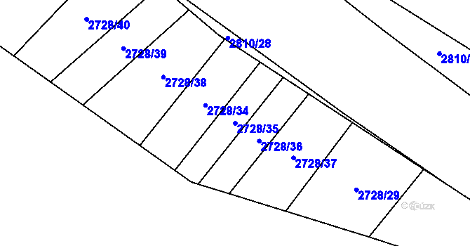 Parcela st. 2728/35 v KÚ Židlochovice, Katastrální mapa