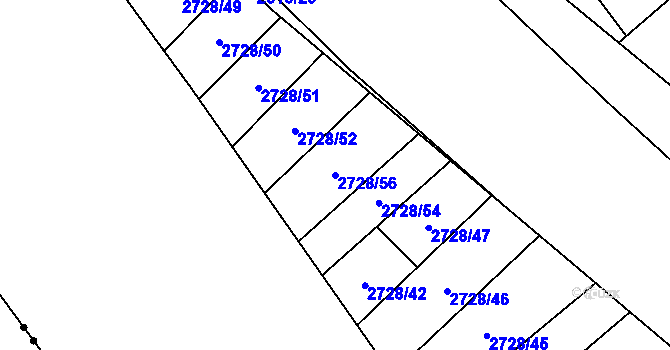 Parcela st. 2728/56 v KÚ Židlochovice, Katastrální mapa