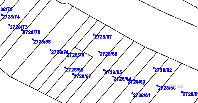 Parcela st. 2728/66 v KÚ Židlochovice, Katastrální mapa