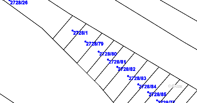 Parcela st. 2728/80 v KÚ Židlochovice, Katastrální mapa