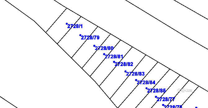 Parcela st. 2728/81 v KÚ Židlochovice, Katastrální mapa