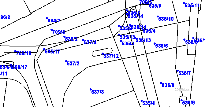 Parcela st. 537/12 v KÚ Židlochovice, Katastrální mapa