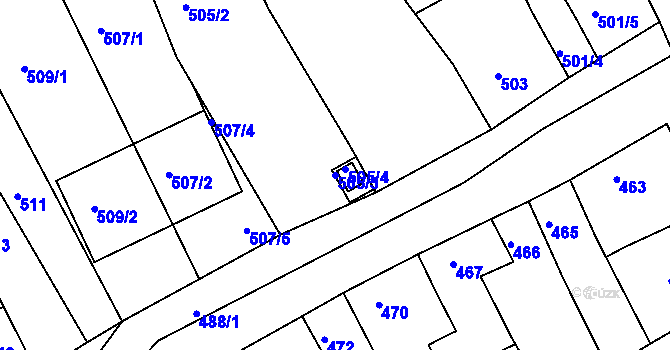 Parcela st. 505/3 v KÚ Židlochovice, Katastrální mapa