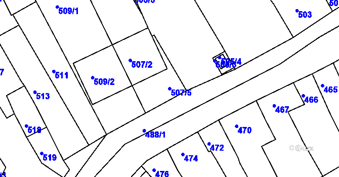 Parcela st. 507/5 v KÚ Židlochovice, Katastrální mapa