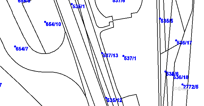 Parcela st. 537/13 v KÚ Židlochovice, Katastrální mapa