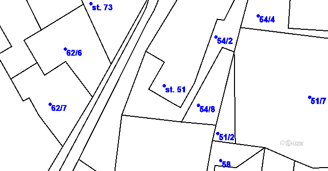 Parcela st. 51 v KÚ Židněves, Katastrální mapa