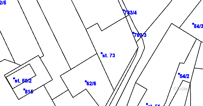 Parcela st. 73 v KÚ Židněves, Katastrální mapa