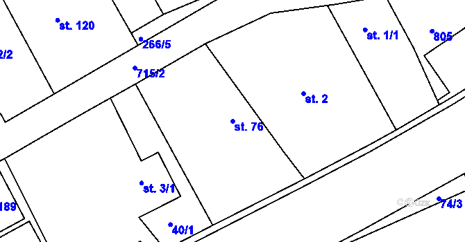 Parcela st. 76 v KÚ Židněves, Katastrální mapa
