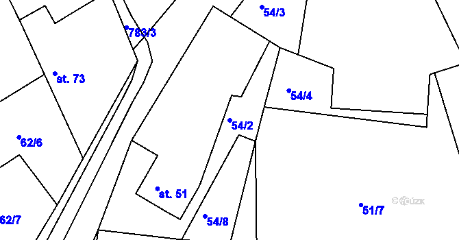 Parcela st. 54/2 v KÚ Židněves, Katastrální mapa