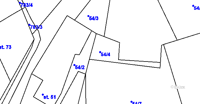 Parcela st. 54/4 v KÚ Židněves, Katastrální mapa
