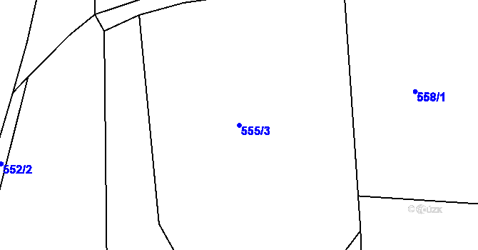 Parcela st. 555/3 v KÚ Židněves, Katastrální mapa