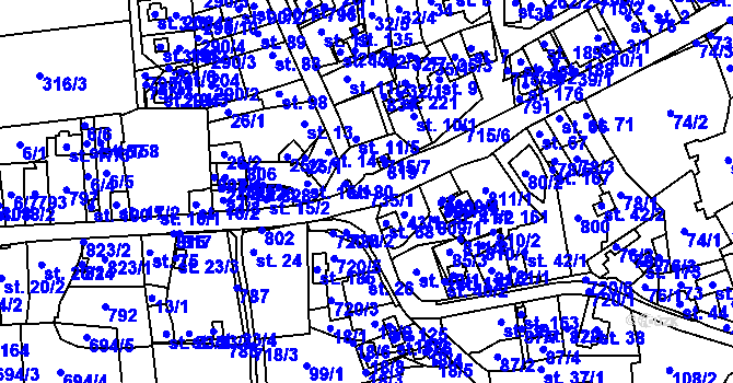 Parcela st. 735/1 v KÚ Židněves, Katastrální mapa