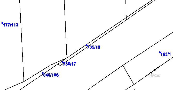 Parcela st. 735/19 v KÚ Židněves, Katastrální mapa