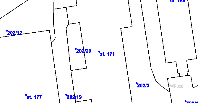 Parcela st. 171 v KÚ Židněves, Katastrální mapa