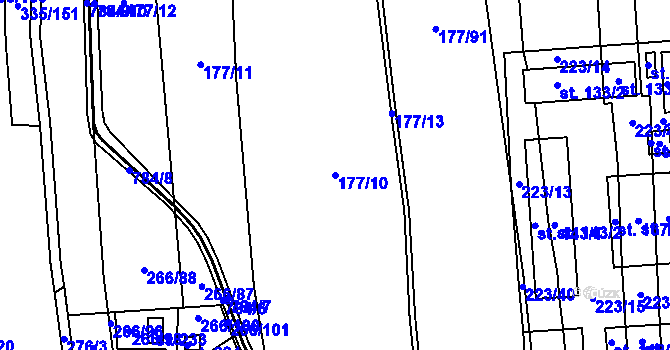 Parcela st. 177/10 v KÚ Židněves, Katastrální mapa
