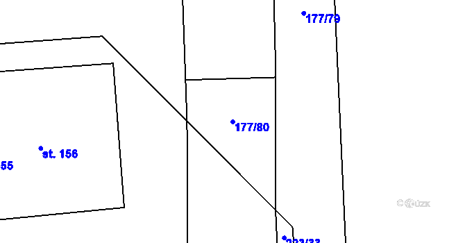 Parcela st. 177/80 v KÚ Židněves, Katastrální mapa