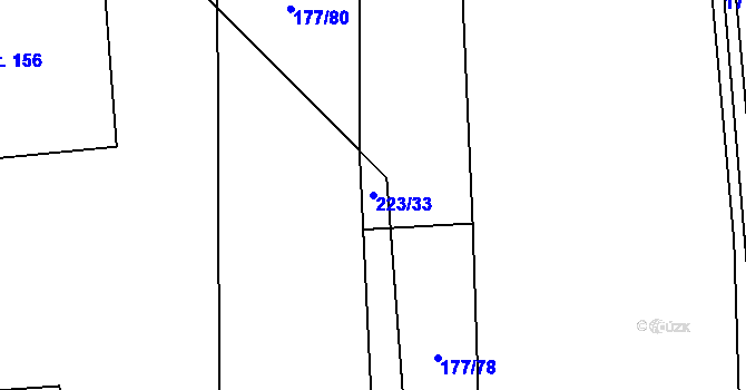 Parcela st. 223/33 v KÚ Židněves, Katastrální mapa