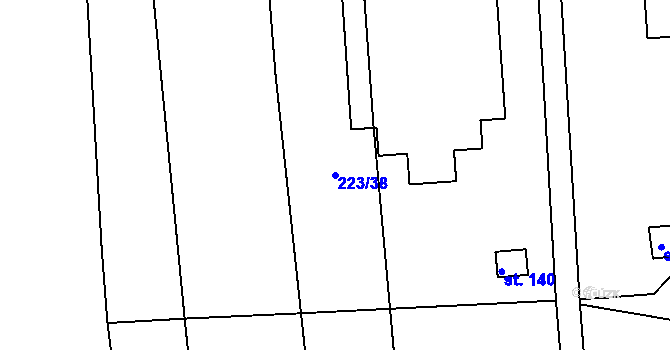 Parcela st. 223/38 v KÚ Židněves, Katastrální mapa