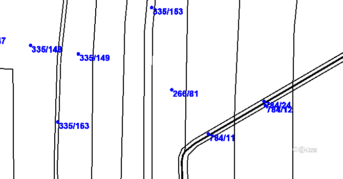 Parcela st. 266/81 v KÚ Židněves, Katastrální mapa