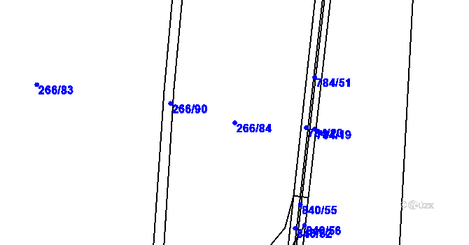 Parcela st. 266/84 v KÚ Židněves, Katastrální mapa