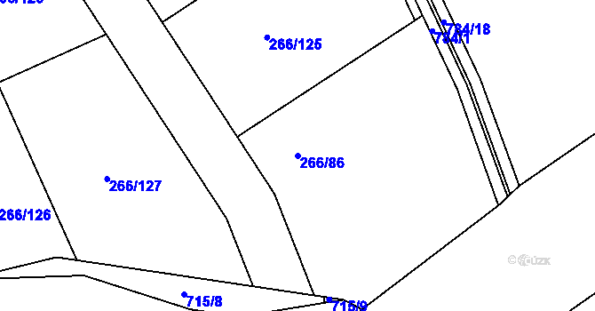 Parcela st. 266/86 v KÚ Židněves, Katastrální mapa