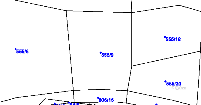 Parcela st. 555/9 v KÚ Židněves, Katastrální mapa