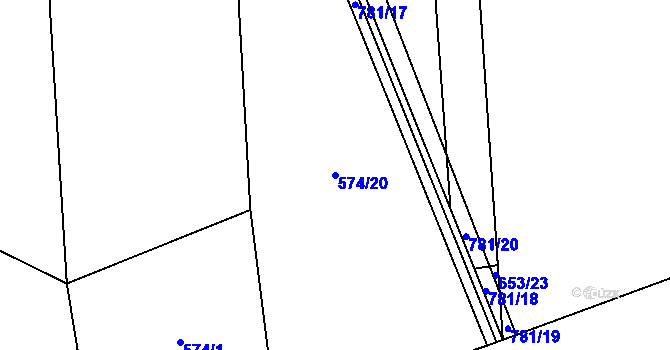 Parcela st. 574/20 v KÚ Židněves, Katastrální mapa
